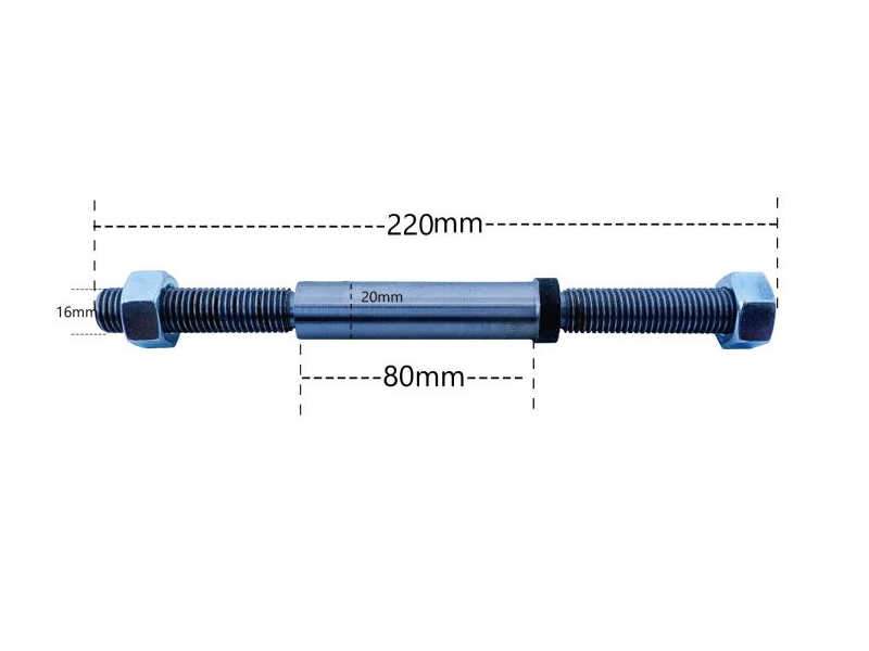Ax pentru roata roaba 20mm filet M16 doua piulite